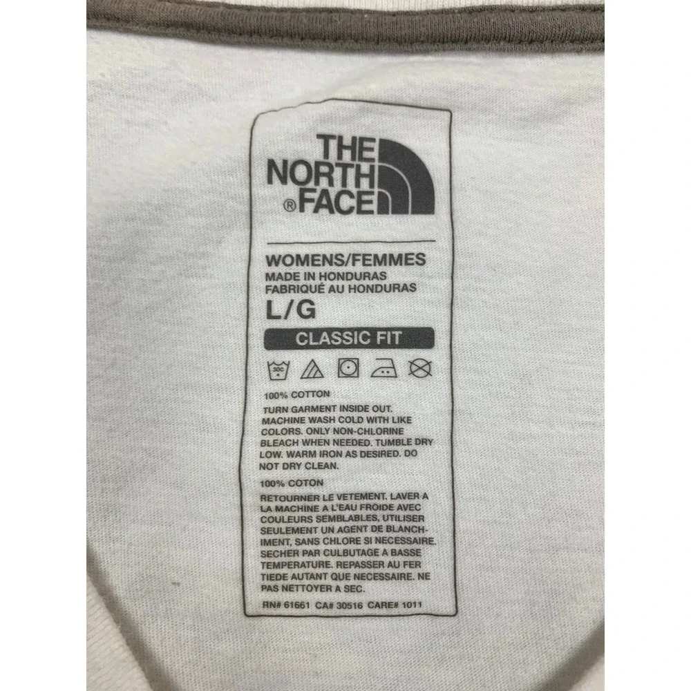 The North Face T-Shirt Womens L White Classic Fit V-Neck Cotton Logo Graphic - Picture 3 of 5
